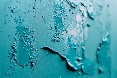 Macro shot of turquoise paint splattered canvas, bold artistic strokes.の素材