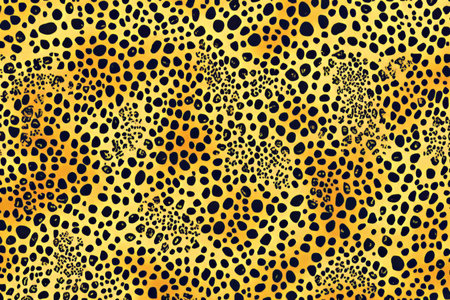 Seamless cheetah fur texture with deep golden and black spotted patterns, soft and velvety with realistic depth and highlights.の素材