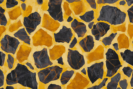 Seamless giraffe skin texture, with soft, honey-colored patches contrasting against dark spots, creating a unique, tactile pattern.の素材
