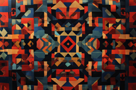 Seamless handwoven Guatemalan textile, colorful and geometric patterns with bold reds and blues, a perfect example of intricate craftsmanship.の素材