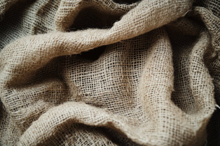 Seamless rough burlap fabric, coarse and natural texture with frayed edges, offering an earthy, rustic appeal.の素材