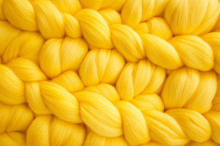 Seamless sunshine yellow knitted wool texture, thick and cozy, soft fibers visible.の素材