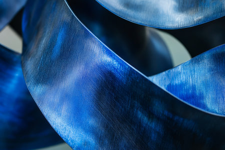 Textured brushed cobalt blue metal, smooth and industrial with fine grain.の素材