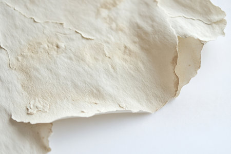Textured parchment paper, rough edges and subtle age spots with a warm, creamy tone.の素材