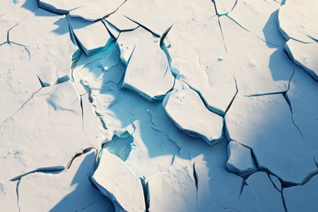 Ultra-detailed cracked ice texture, clear and blue-hued fractures running through frozen water.の素材