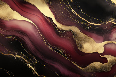 A deep burgundy and gold abstract background with smooth gradients, rich textures, and metallic highlights. Elegant and luxurious, perfect for premium branding.の素材