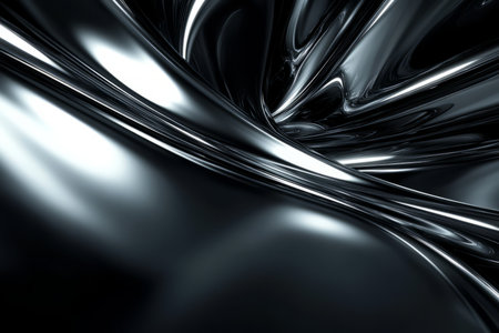 A sleek black and silver abstract background with industrial metallic textures and smooth gradient highlights. A futuristic and elegant tech-inspired design.の素材