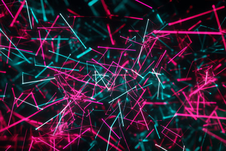 A vibrant combination of neon pink, teal, and electric blue with glowing lines and flowing patterns. Fun, energetic, and perfect for tech or entertainment-themed visuals.の素材