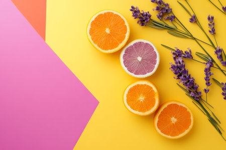 A vibrant gradient of yellow, coral, and lavender with soft textures and organic forms. Fun, creative, and energetic, perfect for playful visual branding.の素材