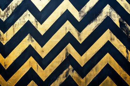 Bold zigzagging lines in black and gold, forming a geometric Art Deco-inspired abstract pattern.の素材