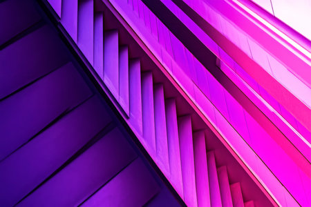 Dynamic diagonal lines, in a gradient of purple and magenta tones for a striking visual effect.の素材