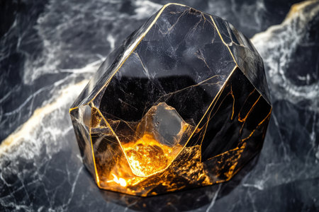 Gold-dipped black marble, featuring intricate, shimmering veins for an opulent, high-end aesthetic.の素材