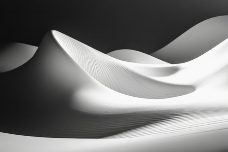 Elegant black and white abstract background with simple, flowing lines and a serene, minimalist zen aesthetic.の素材