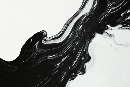 Elegant black and white abstract background with simple, flowing lines and a serene, minimalist zen aesthetic.の素材