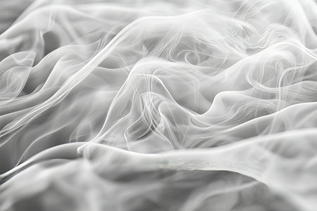 Soft, mist-like smoky trails in gray and white, forming delicate waves that blend seamlessly into the background.の素材