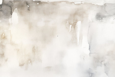 Soft white watercolor wash, with subtle brush strokes blending into an organic, dreamy texture. The gentle transitions create a calm and elegant abstract background.の素材