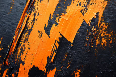 Textured orange acrylic paint strokes, creating a bold, artistic abstract design.の素材
