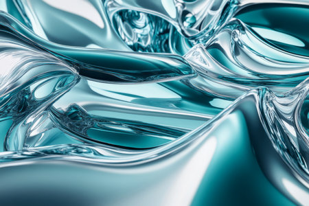 A cool teal and silver abstract background with smooth gradients and sleek metallic textures. A modern and sophisticated composition, perfect for tech, automotive, and corporate designs.の素材