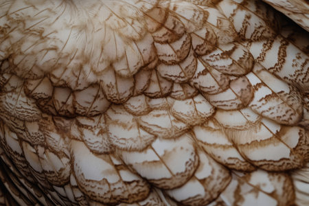 Highly detailed owl feathers, intricate patterns in brown and cream tones, revealing delicate layering and softness.の素材