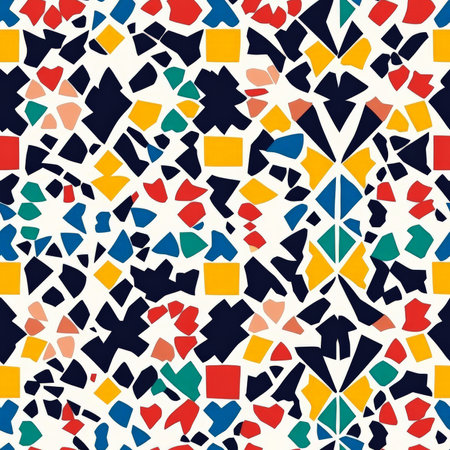 A mosaic Ramadan pattern with colorful tile-like details, inspired by Middle Eastern architectureの素材