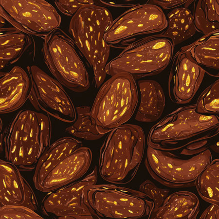 A delicious date fruit pattern with rich brown textures and golden highlightsの素材