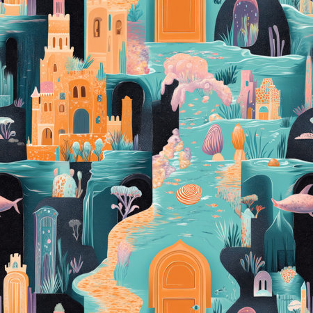 A fun secret door pattern where each doorway leads to a new adventureの素材