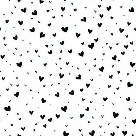 A minimalist pattern of tiny scattered hearts in a monochrome color palette, creating an elegant and stylish look. Ideal for sophisticated children's room decorの素材