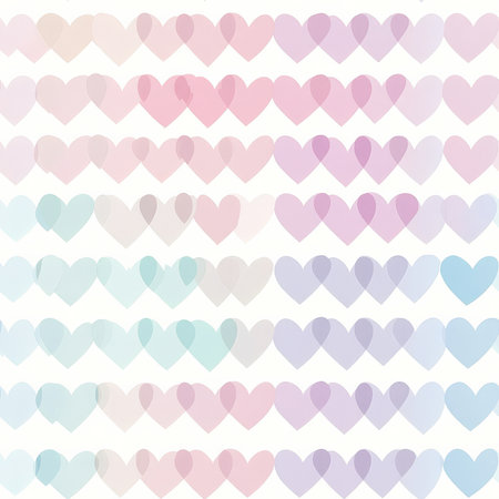 A pastel ombre heart pattern, with hearts transitioning in soft gradients from one hue to another, creating a soothing effectの素材