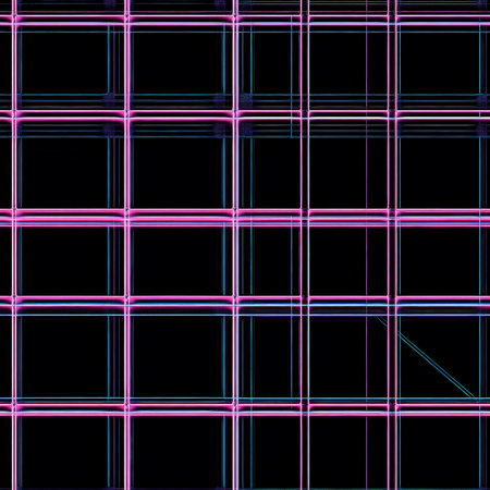 A futuristic neon grid line pattern, glowing in electric blue and pink against a black background, inspired by sci-fi aestheticsの素材
