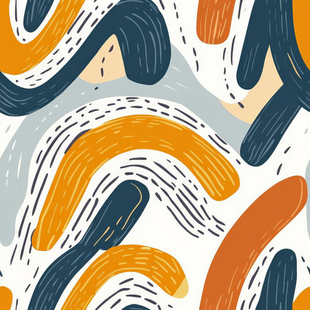 A fun combination of curved and straight lines forming a unique, abstract pattern in a childlike hand-drawn style. Great for kids' wallpapersの素材