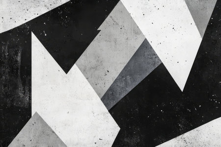 Brutalism-inspired background with textured monochrome shades of black, white, and gray, using angular lines and geometric shapes to create a minimalist, impactful visualの素材