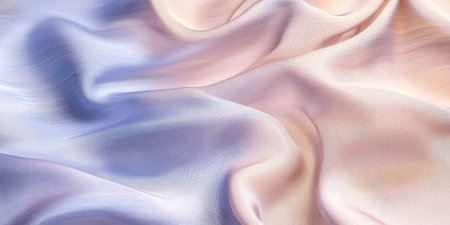 A seamless delicate light-wave background with softly glowing blurred pastel peach fuzz, lilac, and chambray blue, creating an elegant and serene look.の素材