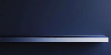 A minimalistic 3D background displaying a seamless gradient wall transitioning from deep navy to soft silver. The smooth, clean surface enhances the modern, elegant aesthetic, making it a versatile design for branding, presentations, or product showcases.の素材