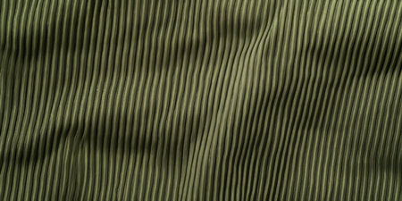 A classic corduroy fabric texture background in deep olive green. The visible parallel ridges, velvety surface, and slightly worn texture evoke a retro, casual, and stylish appeal, perfect for vintage-inspired fashion compositions.の素材