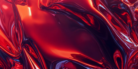 A glossy latex fabric texture background in fiery red. The ultra-smooth, high-shine surface creates a striking, bold aesthetic, perfect for avant-garde fashion, futuristic designs, and edgy visual compositions.の素材