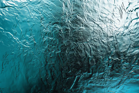 A sleek PVC-coated fabric texture background in glossy metallic teal. The waterproof, high-shine surface gives a futuristic, industrial feel, perfect for rainwear, protective coverings, and avant-garde design.の素材