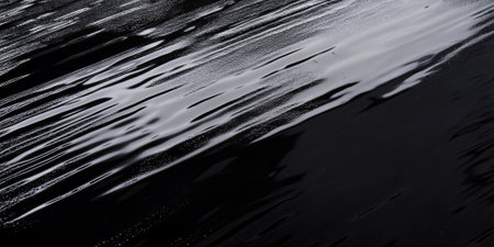 A shiny vinyl fabric texture background in glossy jet black. The high-gloss, water-resistant material reflects light dramatically, making it ideal for edgy fashion, statement jackets, and modern interior design.の素材