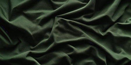 A waterproof Gore-Tex fabric texture background in deep forest green. The functional, breathable material with a slightly textured surface is perfect for outdoor jackets, hiking gear, and performance clothing.の素材