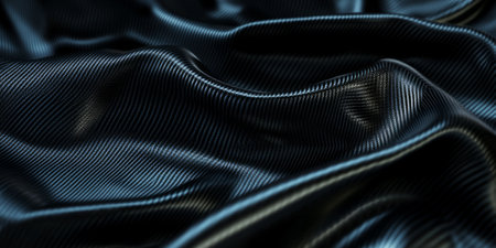 A futuristic tech-inspired fabric texture background with a carbon fiber weave in metallic black. The sleek, high-performance look is ideal for cyberpunk aesthetics, automotive interiors, and advanced material designs.の素材