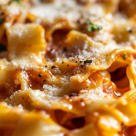 A close-up on the intricate detail of a handmade pasta dish with intricate shapes and textures, highlighting the artistry and craftsmanship involved.の素材