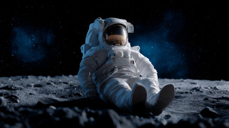 space astronaut, astronaut resting on chair, astronaut on the moon, space background, astronaut wearing spacesuit, footage, videos, video clip, short videoの素材