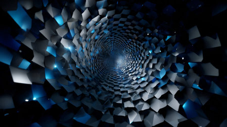 A mesmerizing tunnel-vision optical illusion built from condensed repeating shapes forming a deep visual funnel, giving the viewer an immersive sense of falling inward.の素材