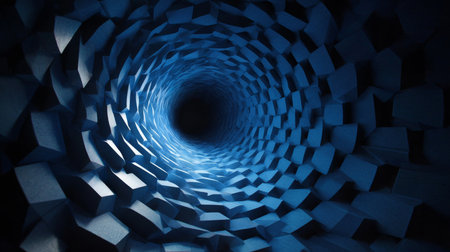 A mesmerizing tunnel-vision optical illusion built from condensed repeating shapes forming a deep visual funnel, giving the viewer an immersive sense of falling inward.の素材