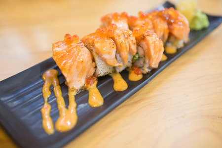 Miso Salmon rollの写真素材