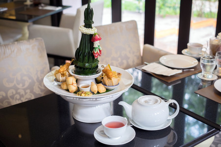 Beautiful and delicious of Afternoon Tea Set in Thai Styleの写真素材