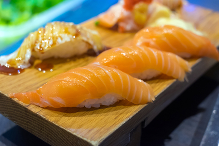 Salmon Sushi, Delicious Japanese Foodの写真素材