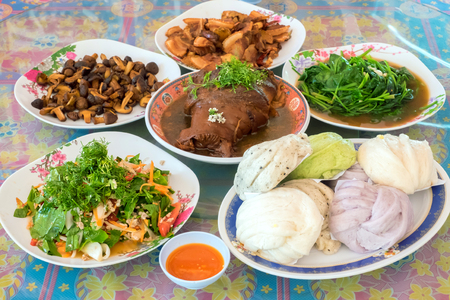 Delicious yunnan food on table, Chinese Styleの写真素材