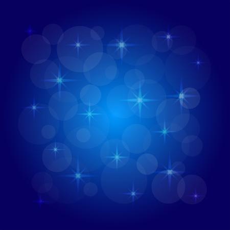 picture of the bokeh effect with stars on a blue background.のイラスト素材