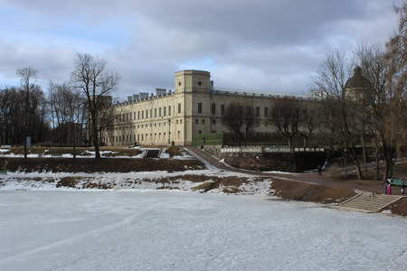 Gatchina Palace in spring, March 2016. Gatchina, Leningrad region.のeditorial素材