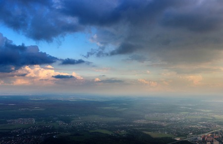 view of the clouds from an airplane window. Russiaの写真素材